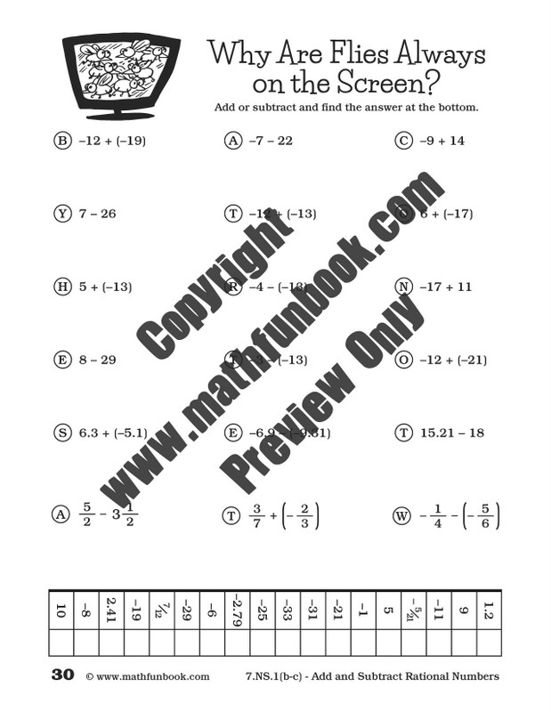 Integers Worksheets Grade 7